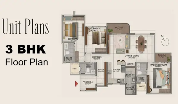 Venkatesh Vanaya 3 BHK Floor Plan